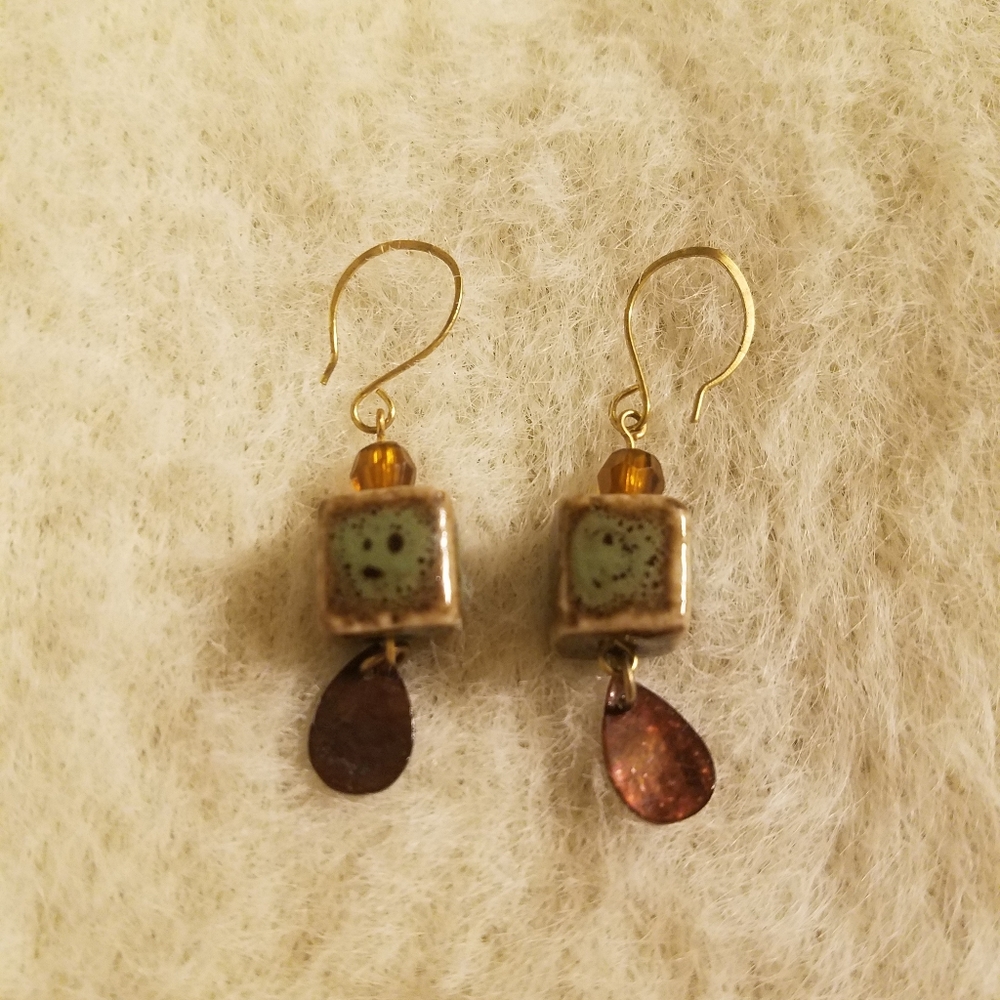 Handmade earrings with clay bead